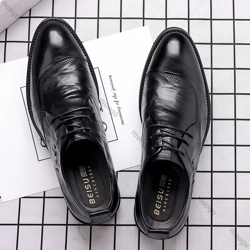Oxford Brogue Leather - El işi Ayakkabı Erkekler Oxford Hakiki