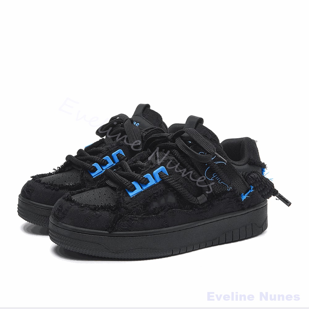 Men Shoes Winter - Siyah Püsküllü Ham Kenarlı Platform Kaykay