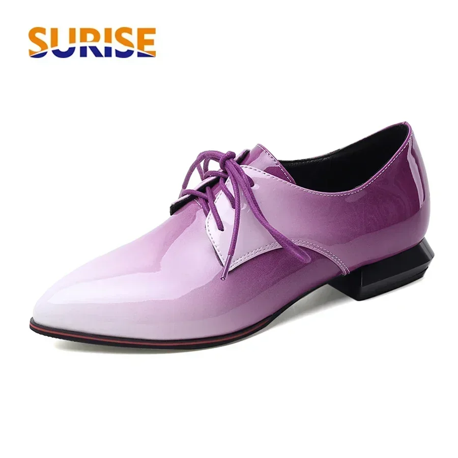 Oxford Brogue Leather - İngiliz Kadın Oxfords Degrade Kırmızı Mor