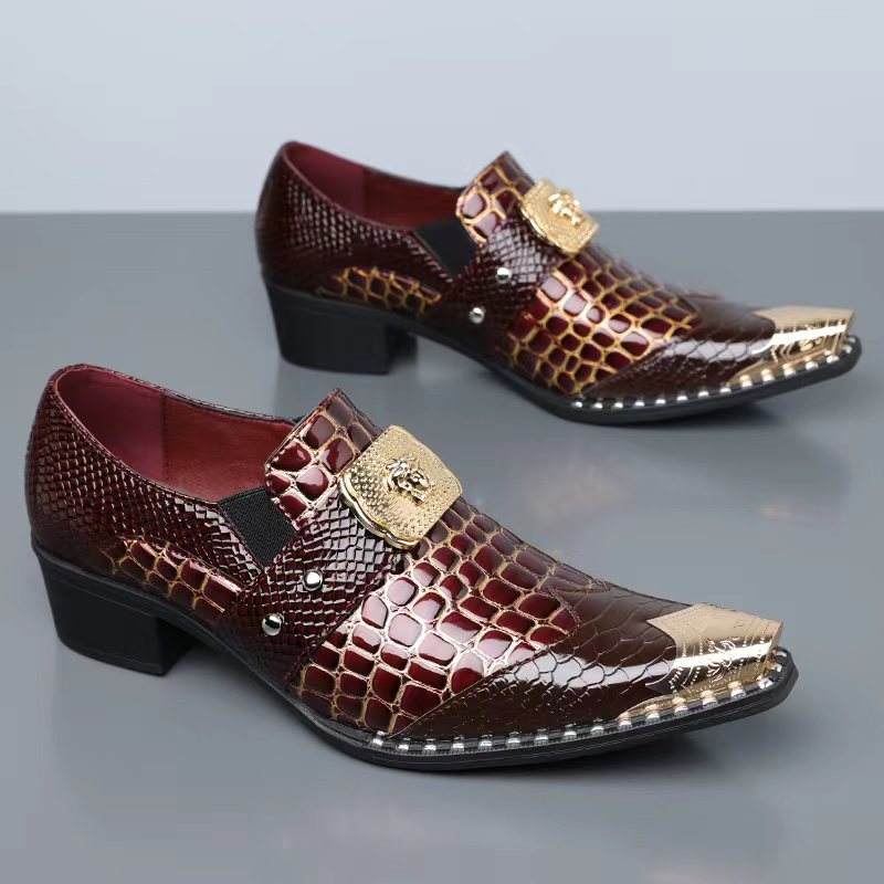 Oxford Brogue Leather - Erkek Yılan Desenli Brogue Oxford Ayakkabılar