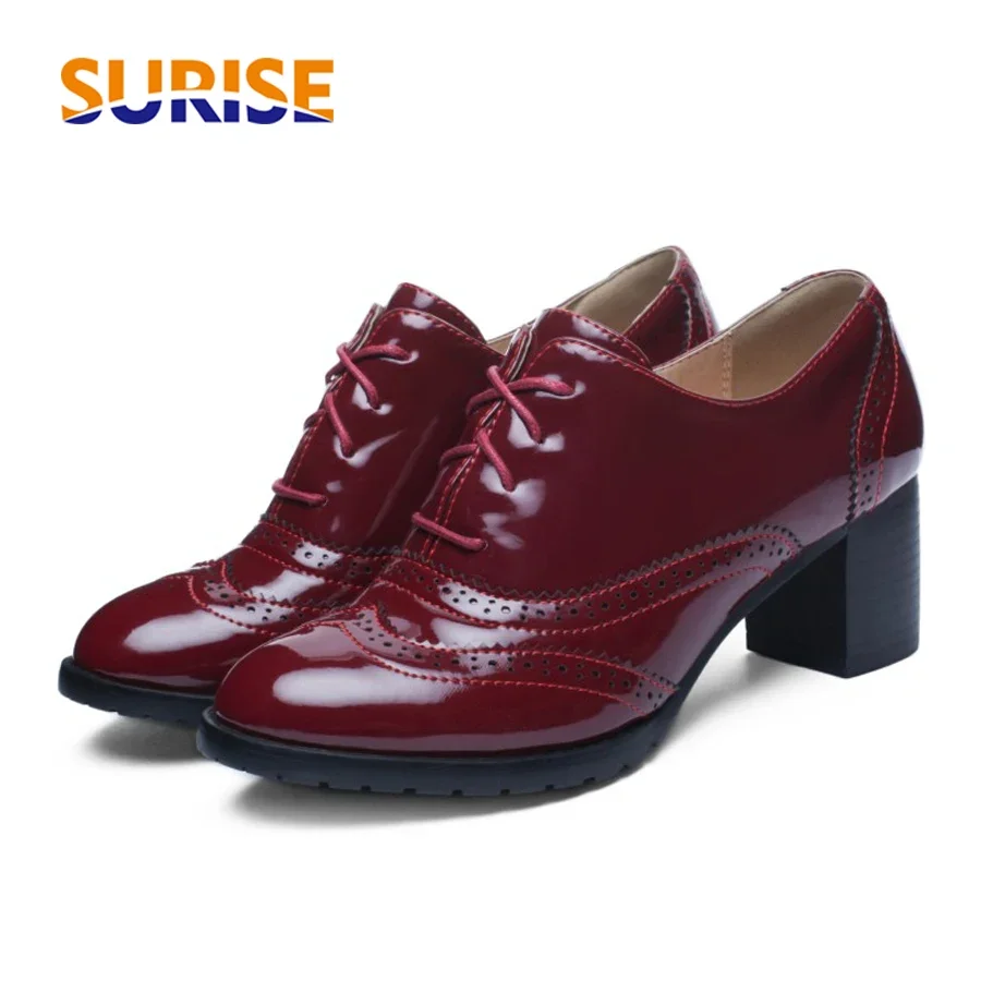 Oxford Brogue Leather - İngiliz kadın oxfordlar mavi kırmızı siyah