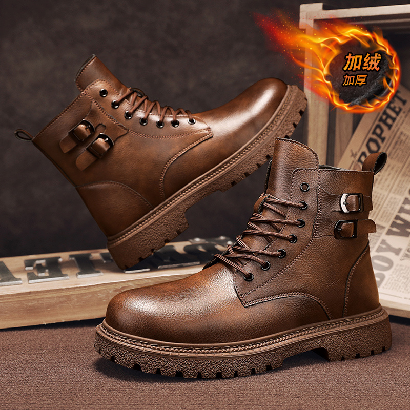 Men Shoes Size 46 - Yeni erkek kar botları inek derisi