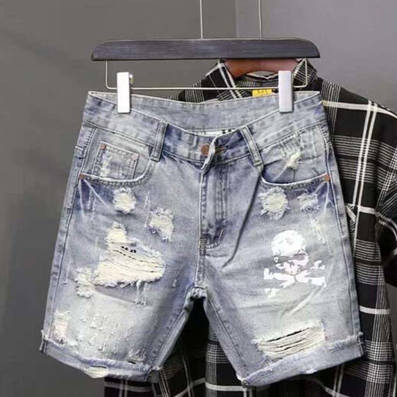 Men'S Shoes With Jeans - Yaz erkek yıpranmış boncuk delik dilenci
