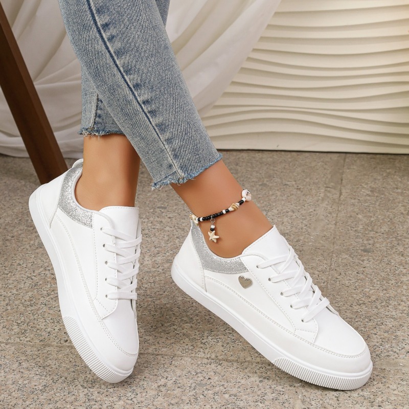 Kadın Beyaz Simli Kalp Desenli - Casual Sneaker Low incelemesi ve fiyatı